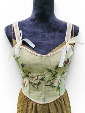 Floral Butterfly Tapestry Corset Top Whimsy Fairycore Top